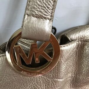 Michael Kors Large genuine gold leather bag big MK